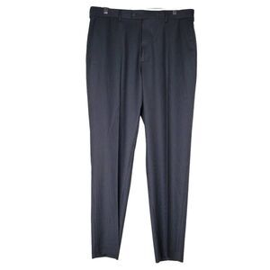 Perry Ellis Pinstriped Flat Front Portfolio‎ Dress Pants Black Size 36x32